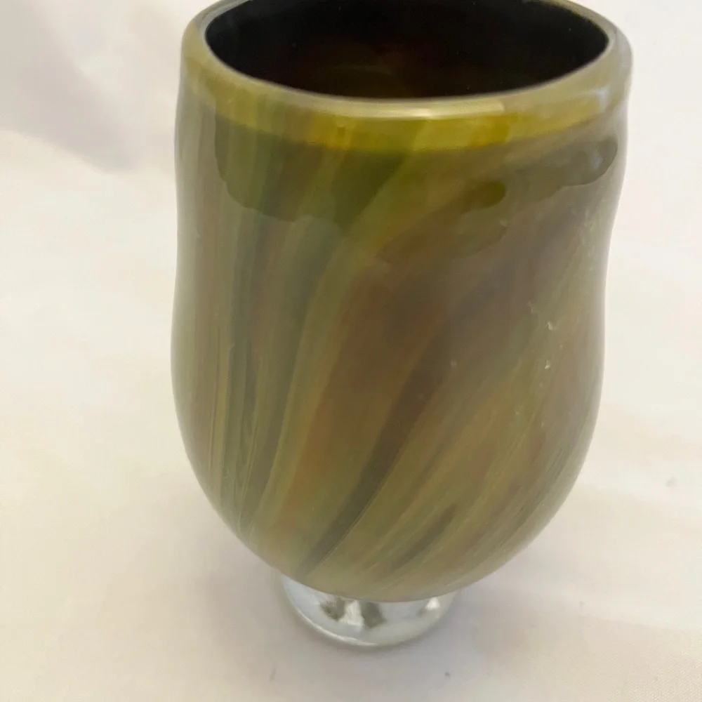 Art Glass Footed Vase, Hand Blown, 5